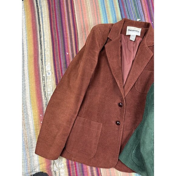 Vintage 80s plaid pleated outfit Corduroy jacket set 3pc Matching Set Sz 9 26” W - Picture 4 of 16